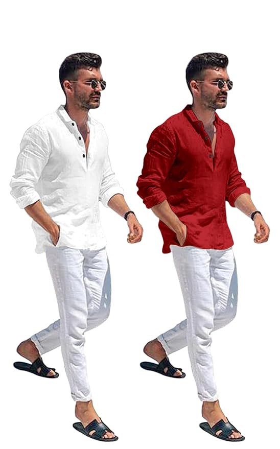 Combo of Men Solid Cotton Kurta Shirt - Image 2