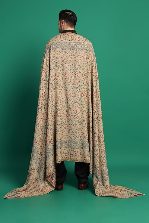 Pashtush mens Extra Fine Wool shawl, Ethnic design - Image 2