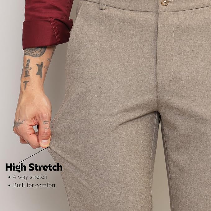 SUBTRACT Men 4 Way Stretch Wrinkle Free Slim Fit Formal Trouser with 2 inch Flexible Waistband | Men's Pants for Office or Party - Image 7