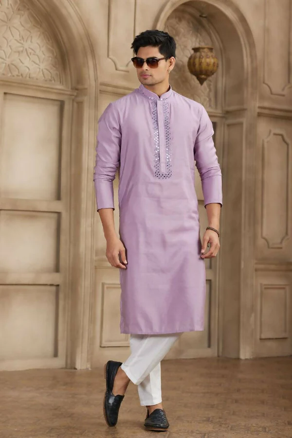 Purple color Art Silk Kurta Payjama